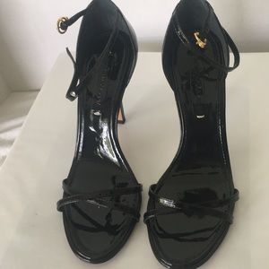 New Black patent BCBG strappy heels
